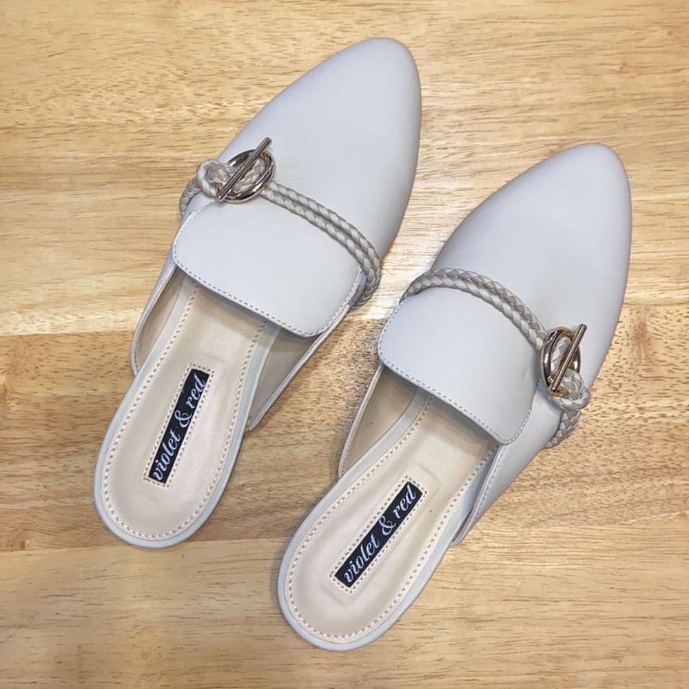 Violet & Red Selma Slip on Mules - Cream